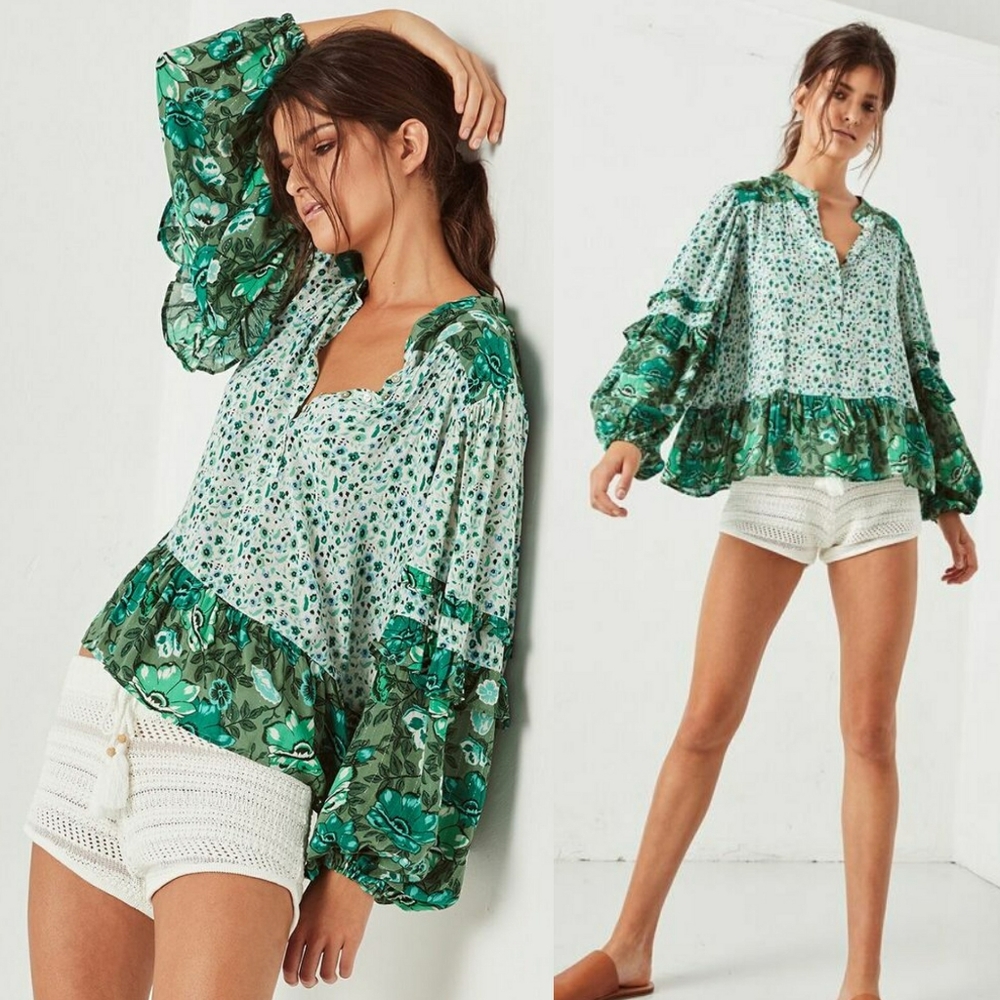 Winona Blouse Ivy green Spell Designs top XS lurex - Picture 4 of 8